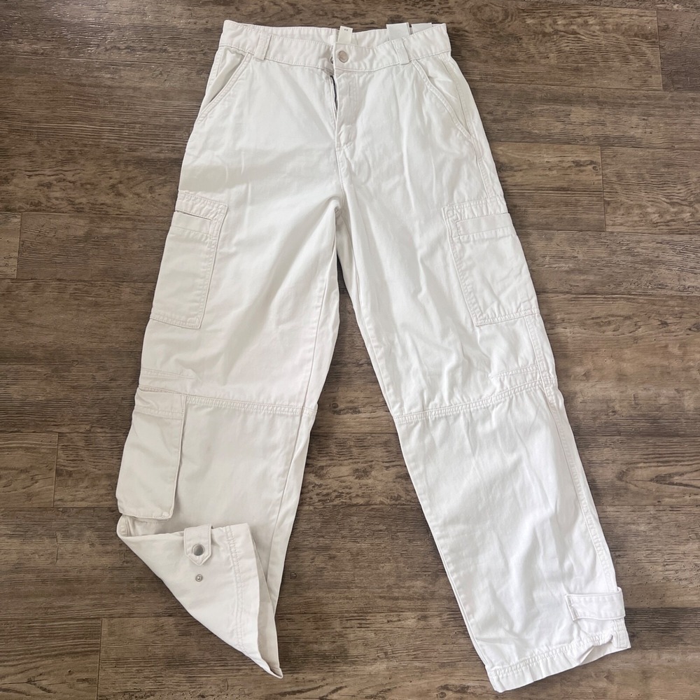 HM Womens High Waisted Cargo Pants Cotton Utility Streetwear Size 6 Skate bagy